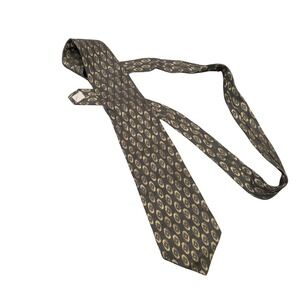 City of London Ferrell Reed Tie Mens OS Brown Gold Silk Medallion Woven Italy